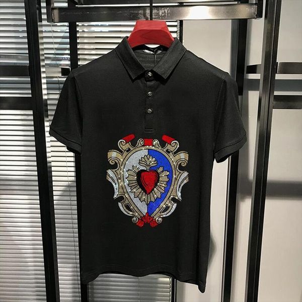 european and american short men polos sleeved rhinestone shirt fashion exclusive custom mens letters trend polo, White;black
european and american short men polos sleeved rhinestone shirt fashion exclusive custom mens letters trend polo, White;black