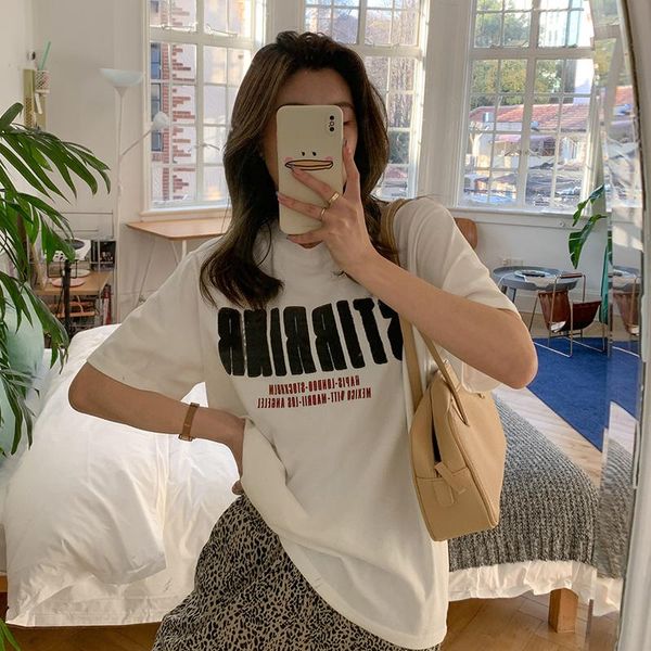 women's t-shirt western style trend brand short-sleeved loose 2021 korean high street hiphop clothing, White
women's t-shirt western style trend brand short-sleeved loose 2021 korean high street hiphop clothing, White
