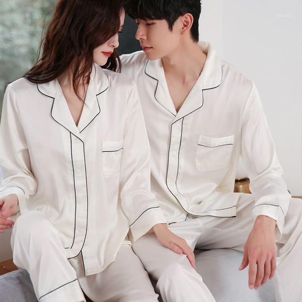 white couple casual 2pcs pajamas suit with pocket nightwear turn-down collar shirt&pant home wear spring autumn satin sleepwear men's, Black;brown
white couple casual 2pcs pajamas suit with pocket nightwear turn-down collar shirt&pant home wear spring autumn satin sleepwear men's, Black;brown