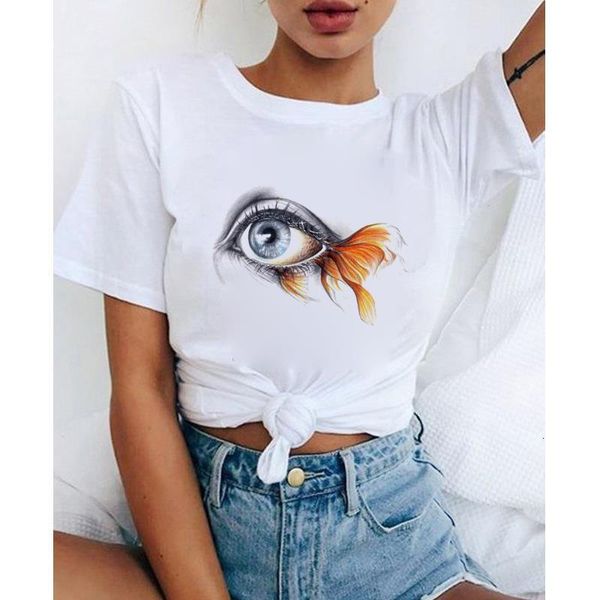 fashion new woman tshirts graphic t shirts fish eye print aesthetics tee trumblr 90's streetwear women clothing, White 
fashion new woman tshirts graphic t shirts fish eye print aesthetics tee trumblr 90's streetwear women clothing, White