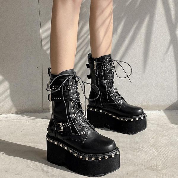 boots autumn winter thick-soled short women's metal rivet ankle cross-border locomotive platform, Black
boots autumn winter thick-soled short women's metal rivet ankle cross-border locomotive platform, Black