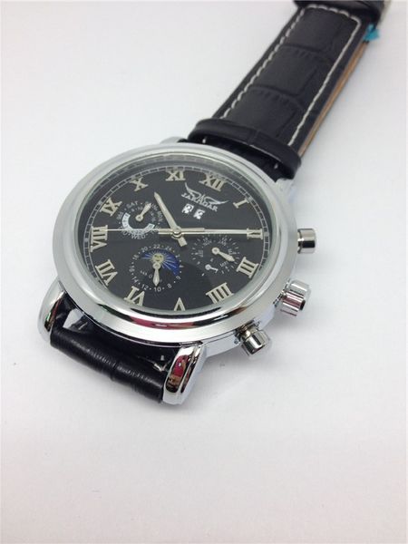 jaragar new style watches mechanical movement mens wrist watch leather strap black face jr04, Slivery;brown
jaragar new style watches mechanical movement mens wrist watch leather strap black face jr04, Slivery;brown