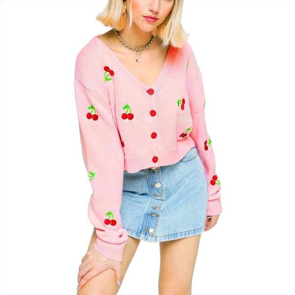 dewadbow autumn sweet cherry outwear women sweaters womens knitted cardigan v neck casual cardigans spring 90s long sleeve loose knitwear, White;black
dewadbow autumn sweet cherry outwear women sweaters womens knitted cardigan v neck casual cardigans spring 90s long sleeve loose knitwear, White;black