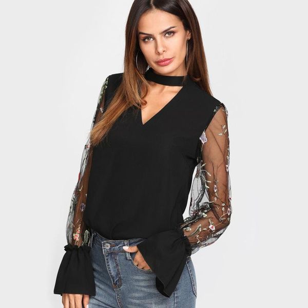 women's blouses & shirts v-neck flare sleeve mesh embroidery stitching fashion women chiffon shirt vetement femmemujer dames blouse ubr, White
women's blouses & shirts v-neck flare sleeve mesh embroidery stitching fashion women chiffon shirt vetement femmemujer dames blouse ubr, White