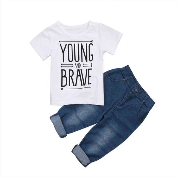 children boys clothes sets letter short sleeve shirts blue denim pants 2pcs summer kids clothing set suits, White
children boys clothes sets letter short sleeve shirts blue denim pants 2pcs summer kids clothing set suits, White