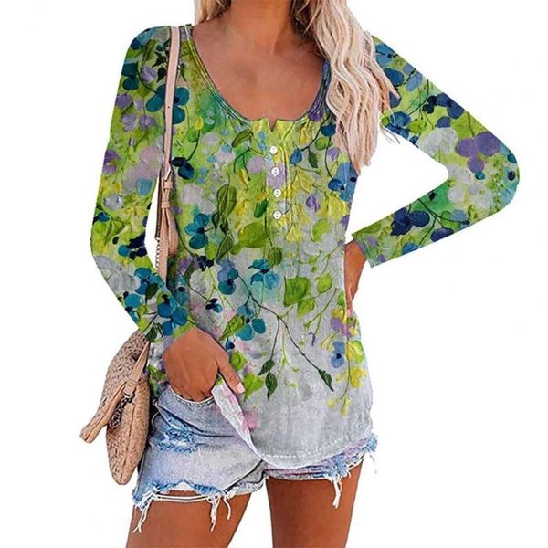 women's blouses & shirts women loose floral print long sleeve autumn round neck buttons t-shirt pullover for party, White
women's blouses & shirts women loose floral print long sleeve autumn round neck buttons t-shirt pullover for party, White