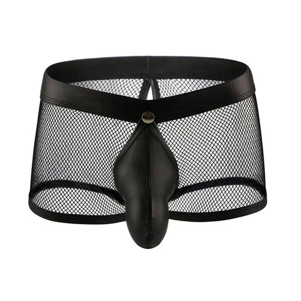 underpants men faux leather u convex pouch boxers mesh sheer open crotch cock ring breathable underwear gay wear, Black;white
underpants men faux leather u convex pouch boxers mesh sheer open crotch cock ring breathable underwear gay wear, Black;white