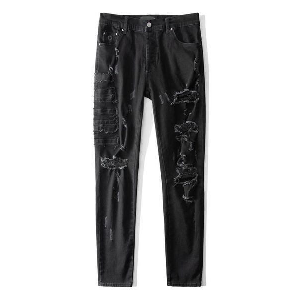 men's pants 1:1 versions letters embroidered holes jeans men women couple pencil high street hip hop casual oversize, Black
men's pants 1:1 versions letters embroidered holes jeans men women couple pencil high street hip hop casual oversize, Black