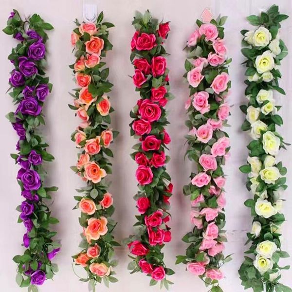 decorative flowers & wreaths 16 heads silk artificial rose vine hanging for wall rattan fake plants leaves garland romantic wedding home dec
decorative flowers & wreaths 16 heads silk artificial rose vine hanging for wall rattan fake plants leaves garland romantic wedding home dec