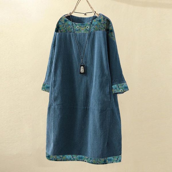 casual dresses women vintage corduroy ethnic print patchwork 3/4 sleeve pockets loose dress fashion aesthetic and elegant vestido de mujer, Black;gray
casual dresses women vintage corduroy ethnic print patchwork 3/4 sleeve pockets loose dress fashion aesthetic and elegant vestido de mujer, Black;gray