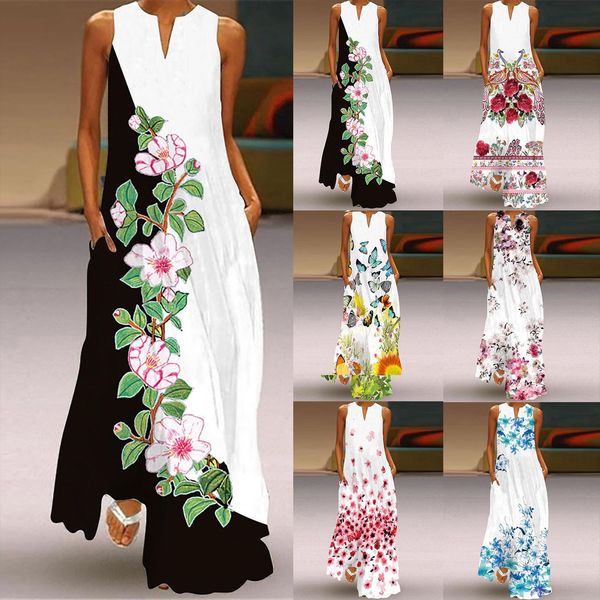 summer sundress casual long with womens dress striped floral print sleeveless maxi plus size, Black;gray
summer sundress casual long with womens dress striped floral print sleeveless maxi plus size, Black;gray