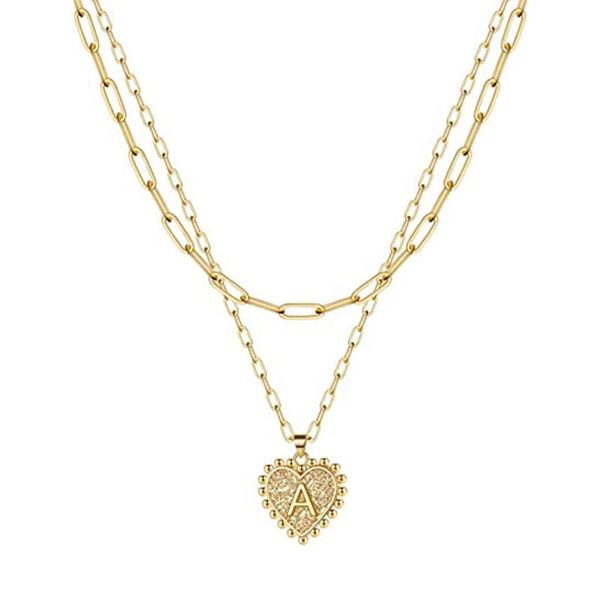 pendant necklaces double layer capital letter initial a-z alphabet thick chain collar geometric hexagon circle heart necklace, Silver
pendant necklaces double layer capital letter initial a-z alphabet thick chain collar geometric hexagon circle heart necklace, Silver