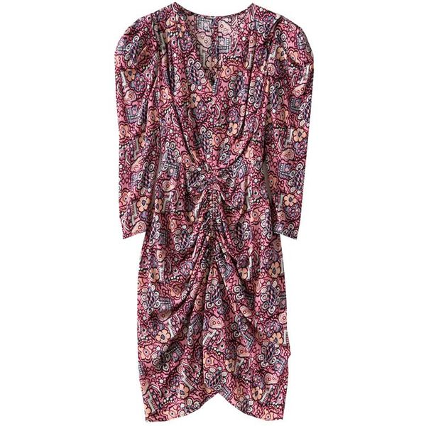 casual dresses 2021 french style v-neck pleating drape slim printed stretch silk dress vintage floral print midi, Black;gray
casual dresses 2021 french style v-neck pleating drape slim printed stretch silk dress vintage floral print midi, Black;gray