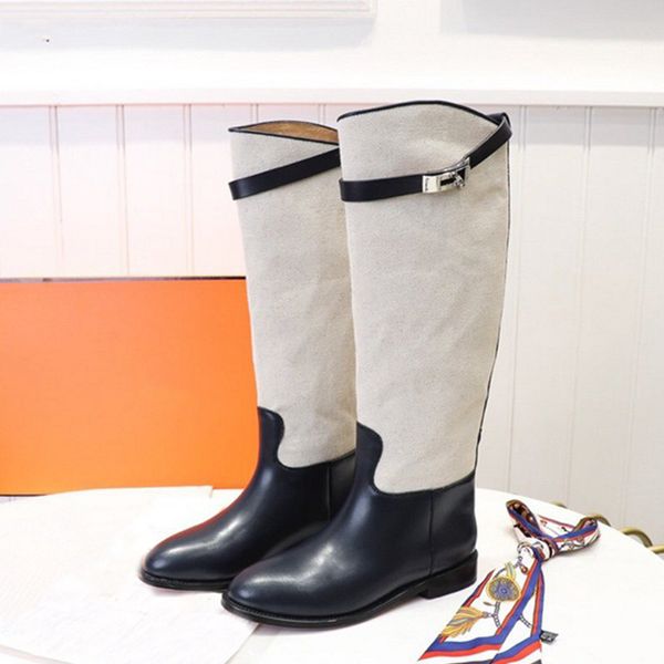 classic designer knight boots women winter flat heel real leather long booties fashion buckle elastic knee high boot with box, Black
classic designer knight boots women winter flat heel real leather long booties fashion buckle elastic knee high boot with box, Black