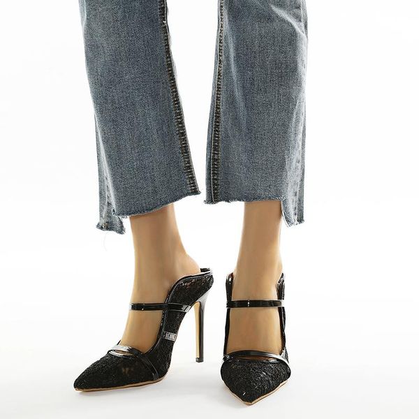 european new lace simple high-heeled sandals women seyx women shoes, Black
european new lace simple high-heeled sandals women seyx women shoes, Black