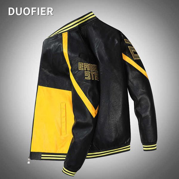 mens leather jacket bomber coat spring autumn waterproof windproof male black yellow hit color stitching locomotive jackets 4xl 211009
mens leather jacket bomber coat spring autumn waterproof windproof male black yellow hit color stitching locomotive jackets 4xl 211009