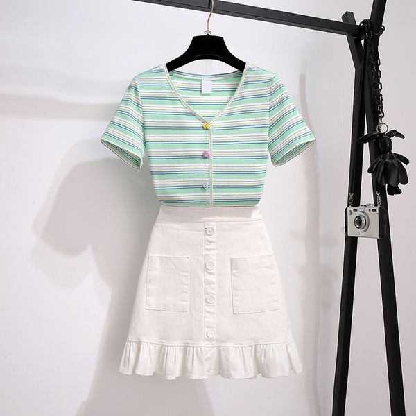 2021 french style summer elegant 2 piece defines striped shirt + high waist button mini white skirts line to female suit h90 1dzh, Black;gray
2021 french style summer elegant 2 piece defines striped shirt + high waist button mini white skirts line to female suit h90 1dzh, Black;gray