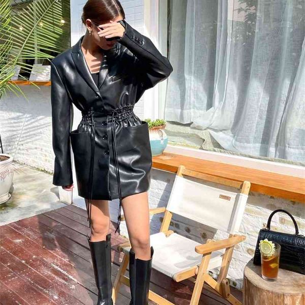 peak beauty leather dress strap waist closed long coat royal sister aura autumn and winter sleeve women's quality top, Black
peak beauty leather dress strap waist closed long coat royal sister aura autumn and winter sleeve women's quality top, Black