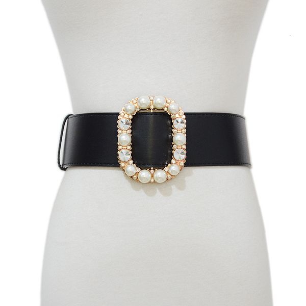 new women's decorative wide belt fashion pearl diamond square buckle decorative skirt versatile women's black belt, Black;brown
new women's decorative wide belt fashion pearl diamond square buckle decorative skirt versatile women's black belt, Black;brown