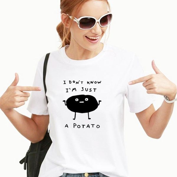 women's t-shirt t shirt summer women clothing print tshirt cotton plus size just a patato funny shirts, White
women's t-shirt t shirt summer women clothing print tshirt cotton plus size just a patato funny shirts, White