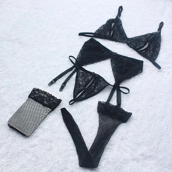 4set womens fashion lace set lingerie chiffon underwear sleepwear lingerie polyester bra g-string garter set, Black;white
4set womens fashion lace set lingerie chiffon underwear sleepwear lingerie polyester bra g-string garter set, Black;white