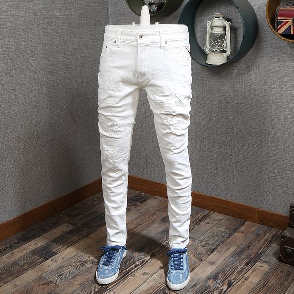 2021 new estilo coreano moda masculina clssico cor branca magro caber destrudo rasgado masculino elstico designer hip hop jeans homme b4ee, Blue
2021 new estilo coreano moda masculina clssico cor branca magro caber destrudo rasgado masculino elstico designer hip hop jeans homme b4ee, Blue