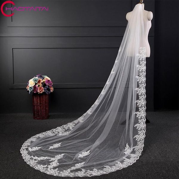 bridal veils long white custom made lace appliques edge tulle veil for bride one layers cathedral with comb 3meters wedding, Black
bridal veils long white custom made lace appliques edge tulle veil for bride one layers cathedral with comb 3meters wedding, Black