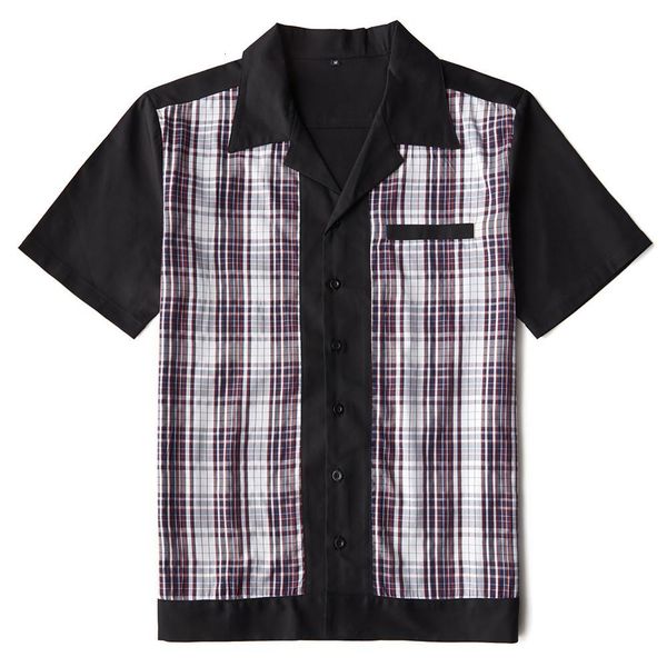 2021 new rushed england style men's rockabilly plaid shirt black and blue checked short sleeve cotton hip hop clothing wk3r, White;black 
2021 new rushed england style men's rockabilly plaid shirt black and blue checked short sleeve cotton hip hop clothing wk3r, White;black