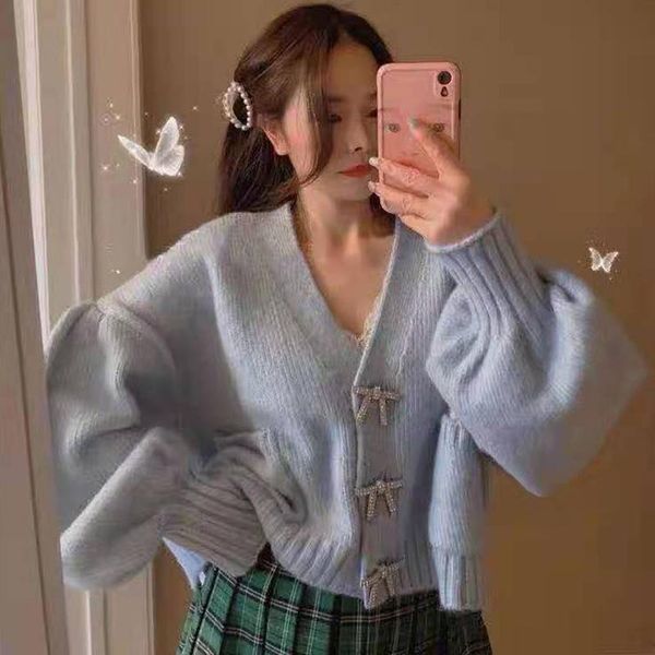 women's knits & tees rhinestone bow knitted sweater women v-neck long sleeve casual knitwear jumpers autumn winter cardigans puff m068, White
women's knits & tees rhinestone bow knitted sweater women v-neck long sleeve casual knitwear jumpers autumn winter cardigans puff m068, White