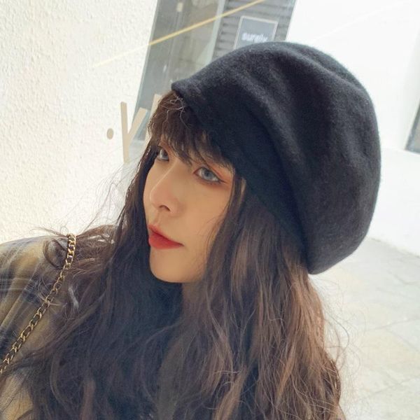 berets 2021 spring autumn solid color keep warm wool women hat all-match painter fashionable hedging cap pile of hats, Blue;gray 
berets 2021 spring autumn solid color keep warm wool women hat all-match painter fashionable hedging cap pile of hats, Blue;gray