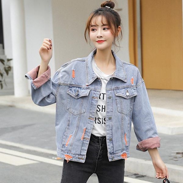 women's jackets sexemara fashion the loose frayed by hand color wash denim jacket, Black;brown
women's jackets sexemara fashion the loose frayed by hand color wash denim jacket, Black;brown