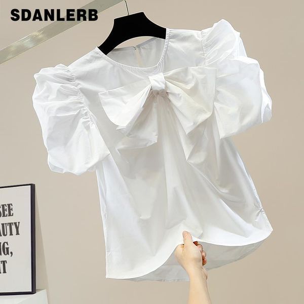 women's blouses & shirts fashion retro short puff sleeve blouse pleated three-dimensional big bow decorative split shirt western style, White
women's blouses & shirts fashion retro short puff sleeve blouse pleated three-dimensional big bow decorative split shirt western style, White