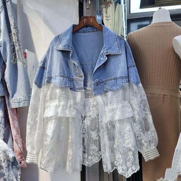 women's jackets spring autumn summer fashion lace patchwork denim jacket women casual loose zipper thin jeans sunscreen coat female out, Black;brown
women's jackets spring autumn summer fashion lace patchwork denim jacket women casual loose zipper thin jeans sunscreen coat female out, Black;brown