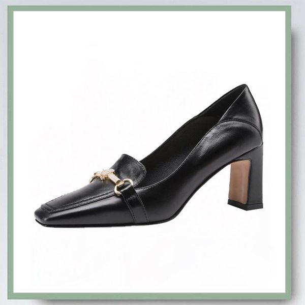 dress shoes pumps formal classics design cow leather metal decoration square toe solid 2 colors high thick heel work, Black
dress shoes pumps formal classics design cow leather metal decoration square toe solid 2 colors high thick heel work, Black