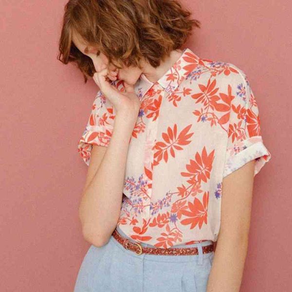 women's blouses & shirts floral print women short sleeve turn down neck buttons up blouse chic casual elegant mujer chemisier femm, White
women's blouses & shirts floral print women short sleeve turn down neck buttons up blouse chic casual elegant mujer chemisier femm, White