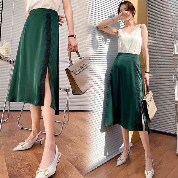 summer simple solid high waist thin lace split hip skirt casual temperament women a-line long 210527, Black
summer simple solid high waist thin lace split hip skirt casual temperament women a-line long 210527, Black
