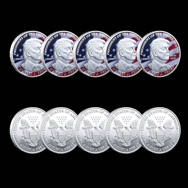 5pcs non magnetic metal craft american 45th president donald trump the statue of liberty silver plated coin collection
5pcs non magnetic metal craft american 45th president donald trump the statue of liberty silver plated coin collection
