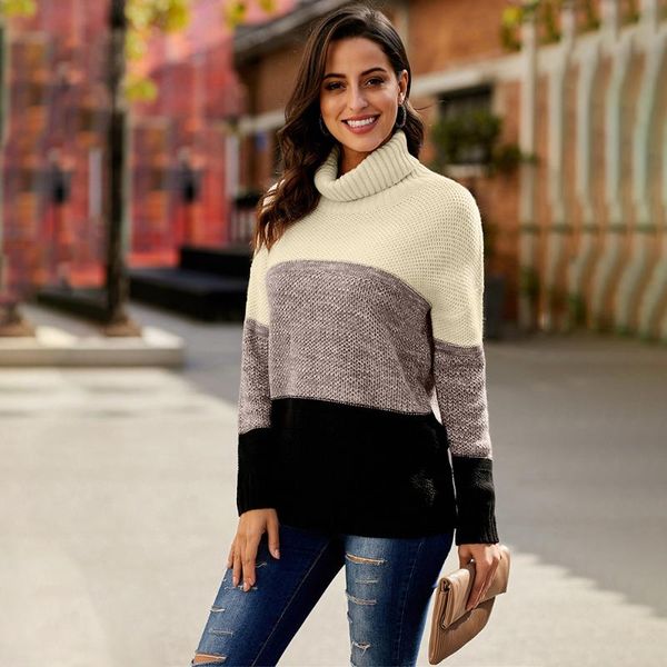 women's sweaters turtleneck sweater winter panel long sleeve pullover knitting shirt, White;black
women's sweaters turtleneck sweater winter panel long sleeve pullover knitting shirt, White;black