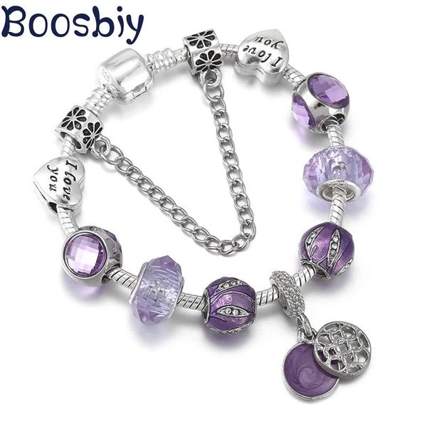charm bracelets silver plated snake chain bracelet with purple love pattern beads for women romantic valentine's day jewelry gift, Golden;silver
charm bracelets silver plated snake chain bracelet with purple love pattern beads for women romantic valentine's day jewelry gift, Golden;silver