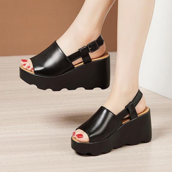 sandals wedges heel women summer 2021 platform thick bottom open toe large size 32 to 43, Black
sandals wedges heel women summer 2021 platform thick bottom open toe large size 32 to 43, Black