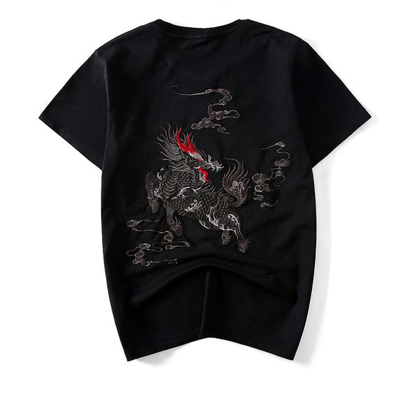 new men's summer t-shirt leisure short sleeve men's embroidery clothing comfortably weared with chinese kirin pattern clothing, r1, White;black
new men's summer t-shirt leisure short sleeve men's embroidery clothing comfortably weared with chinese kirin pattern clothing, r1, White;black