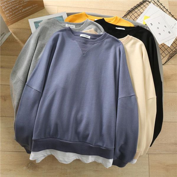 women's hoodies & sweatshirts triangle o-neck fake two-piece 2021 spring korean- student long sleeve solid loose pullovers, Black
women's hoodies & sweatshirts triangle o-neck fake two-piece 2021 spring korean- student long sleeve solid loose pullovers, Black