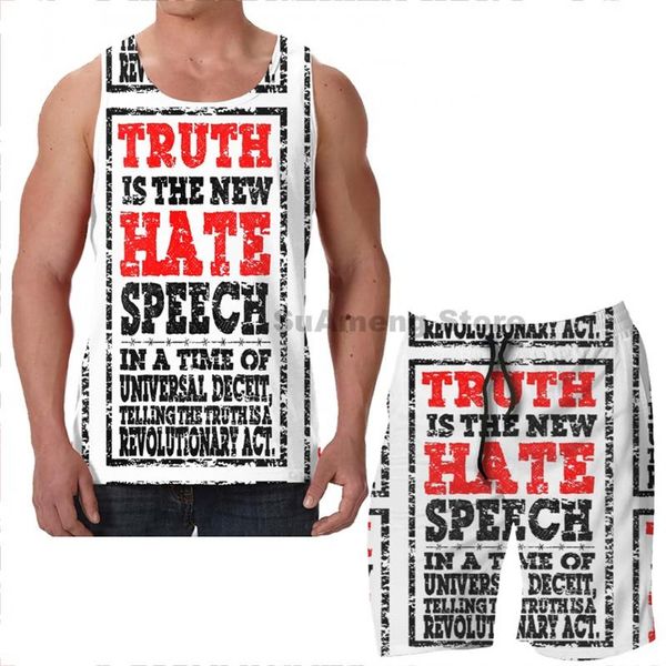 men's tracksuits summer funny print men tank women truth is the hate speech with orwell quote beach shorts sets fitness vest, Gray
men's tracksuits summer funny print men tank women truth is the hate speech with orwell quote beach shorts sets fitness vest, Gray