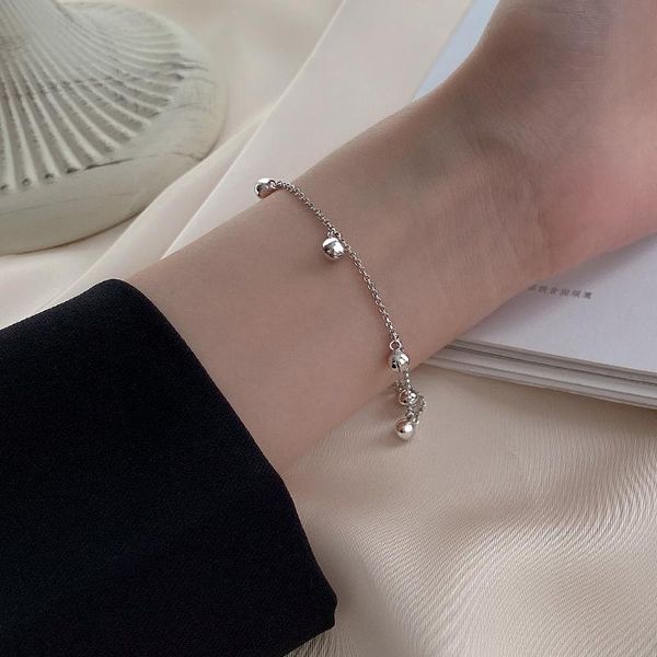 link, chain 925 sterling silver bell bracelet female ins niche design korean style girlfriends simple hand jewelry personality two-person, Black
link, chain 925 sterling silver bell bracelet female ins niche design korean style girlfriends simple hand jewelry personality two-person, Black