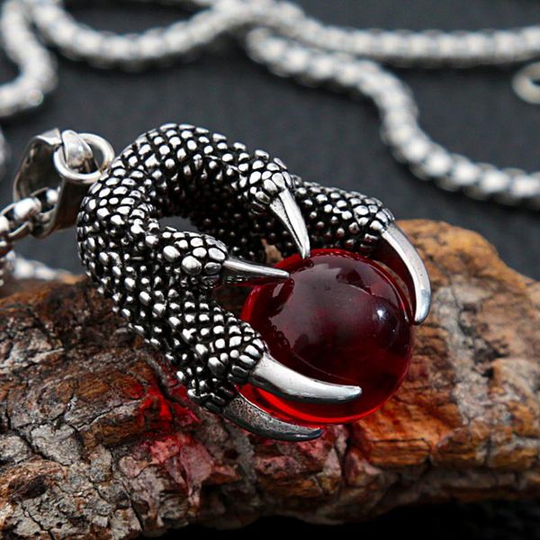 pendant necklaces gothic men stainless steel dragon claw necklace blue white black red glass bead retro style jewelry gift, Silver
pendant necklaces gothic men stainless steel dragon claw necklace blue white black red glass bead retro style jewelry gift, Silver