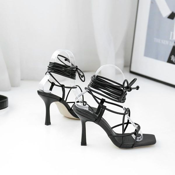 new open toe stiletto high heel women's sandals women's pumps shoes, Black