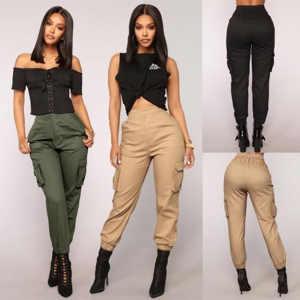 women's pants & capris fashion stretch women high waist cargo ladies khaki army green black casual long trousers, Black;white
women's pants & capris fashion stretch women high waist cargo ladies khaki army green black casual long trousers, Black;white