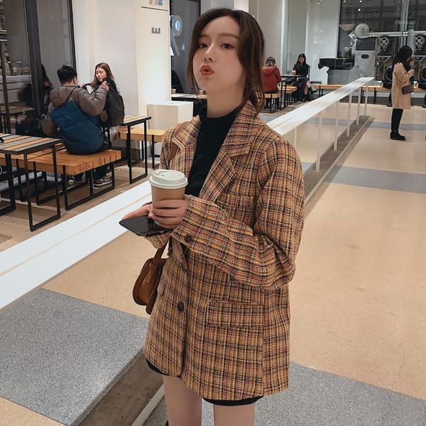 women's suits & blazers 2021 spring elegant series women blazer feminino coat double breasted plaid basic jacket office veste femme kor, White;black
women's suits & blazers 2021 spring elegant series women blazer feminino coat double breasted plaid basic jacket office veste femme kor, White;black