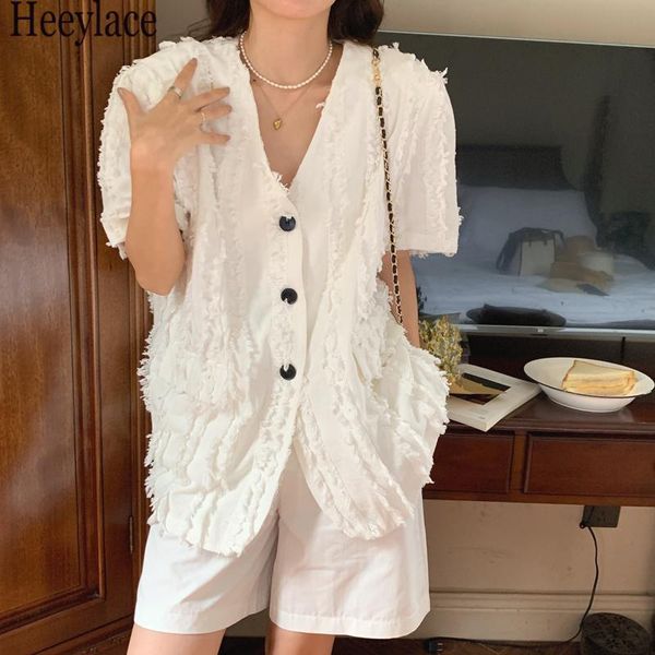 women's jackets korean fashion tassel office lady coats loose 2021 streetwear gentle femme chic summer women, Black;brown
women's jackets korean fashion tassel office lady coats loose 2021 streetwear gentle femme chic summer women, Black;brown