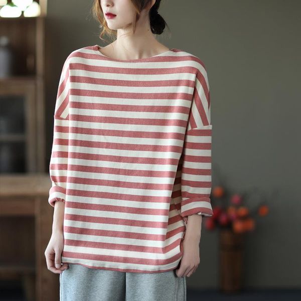 new t-shirt spring retro women casual 2021 women o-neck striped loose t-shirt vintage, White
new t-shirt spring retro women casual 2021 women o-neck striped loose t-shirt vintage, White